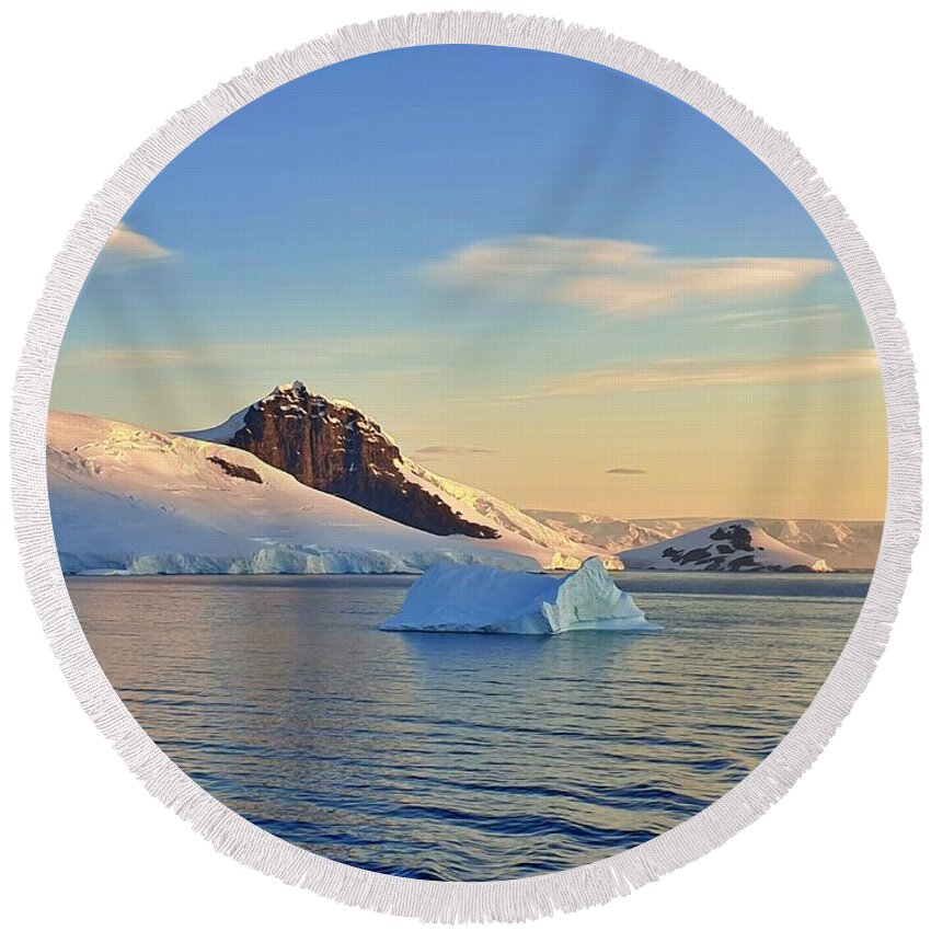 Antarctica Round Beach Towel featuring the photograph Antarctic Pastels by Andrea Whitaker