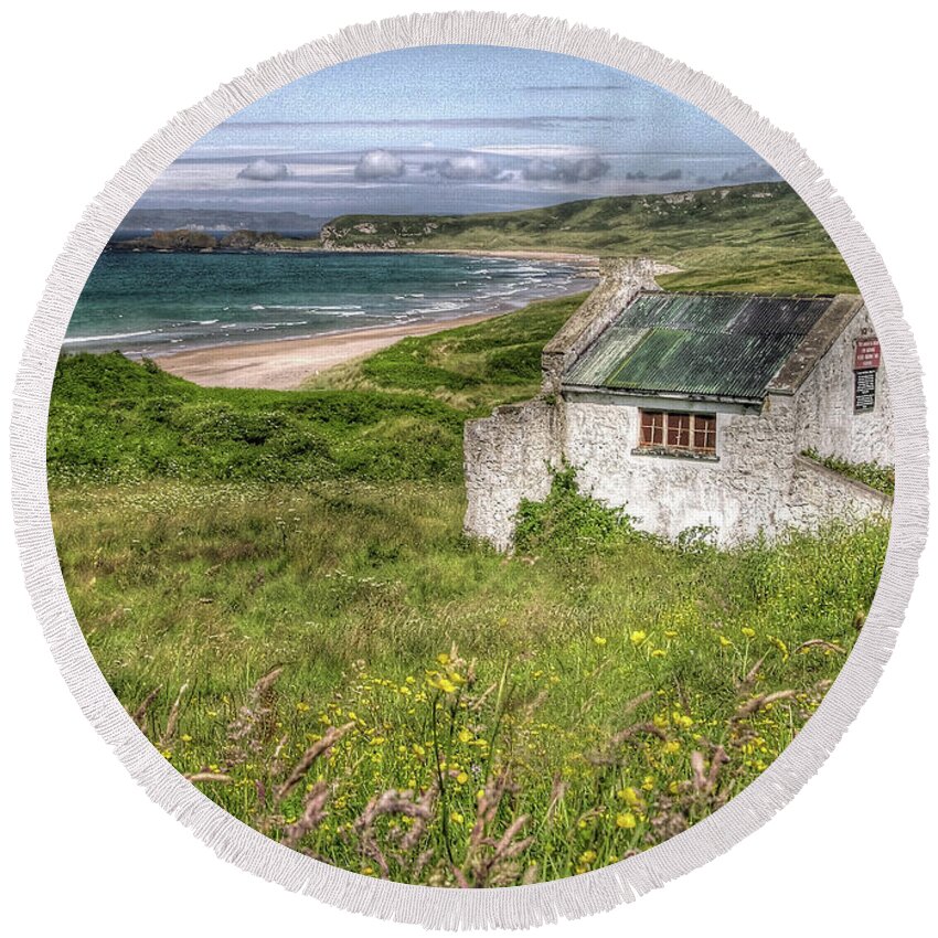 Northern Ireland Round Beach Towel featuring the photograph Windswept Antrim by Randall Dill