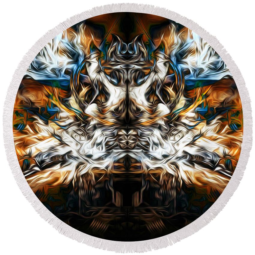 Flames Round Beach Towel featuring the digital art Anxiety by Jeff Malderez