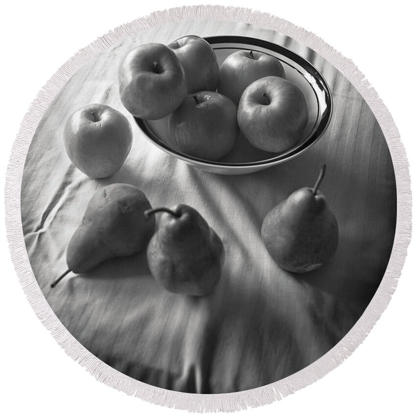 Apple Round Beach Towel featuring the photograph Apples and Pears by Craig J Satterlee