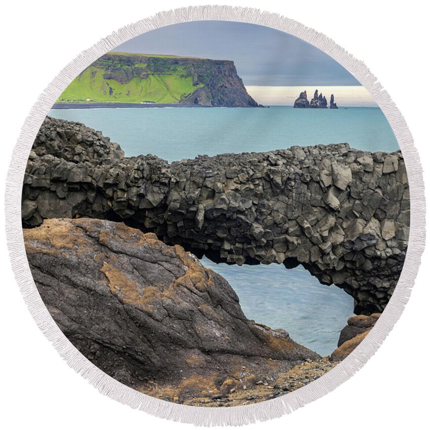 Rock Formations Round Beach Towel featuring the photograph Arch and Rock Spires by Rick Strobaugh