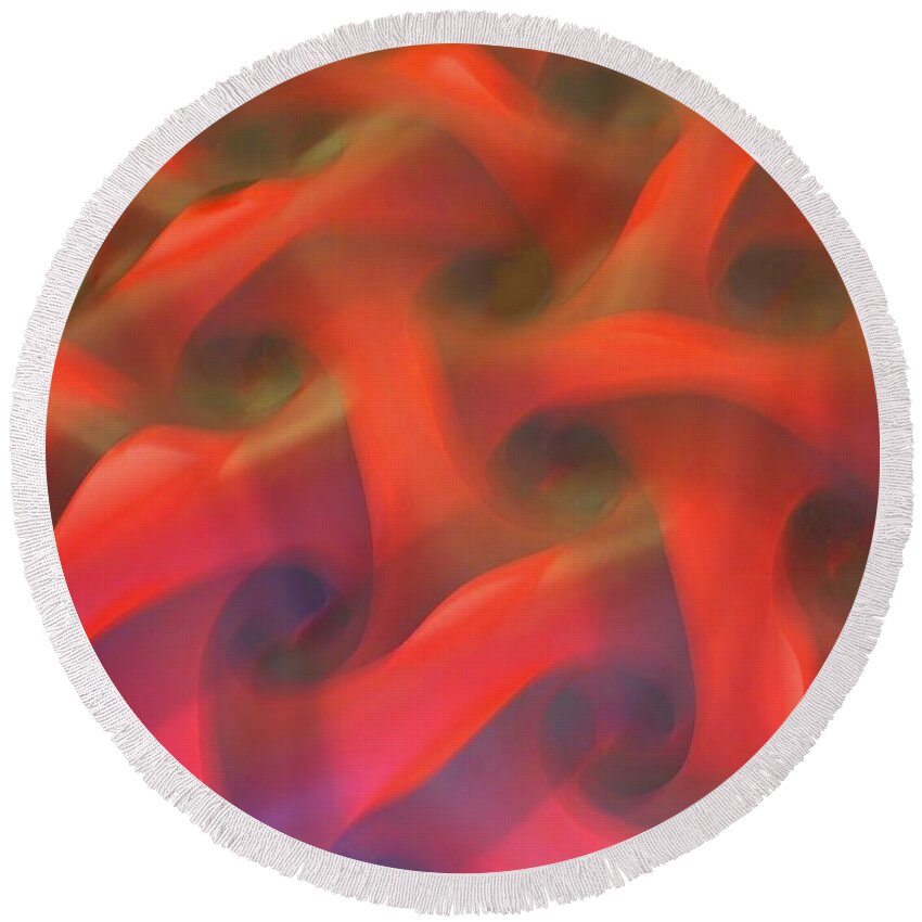 Abstract Round Beach Towel featuring the digital art Thought Process by T Oliver