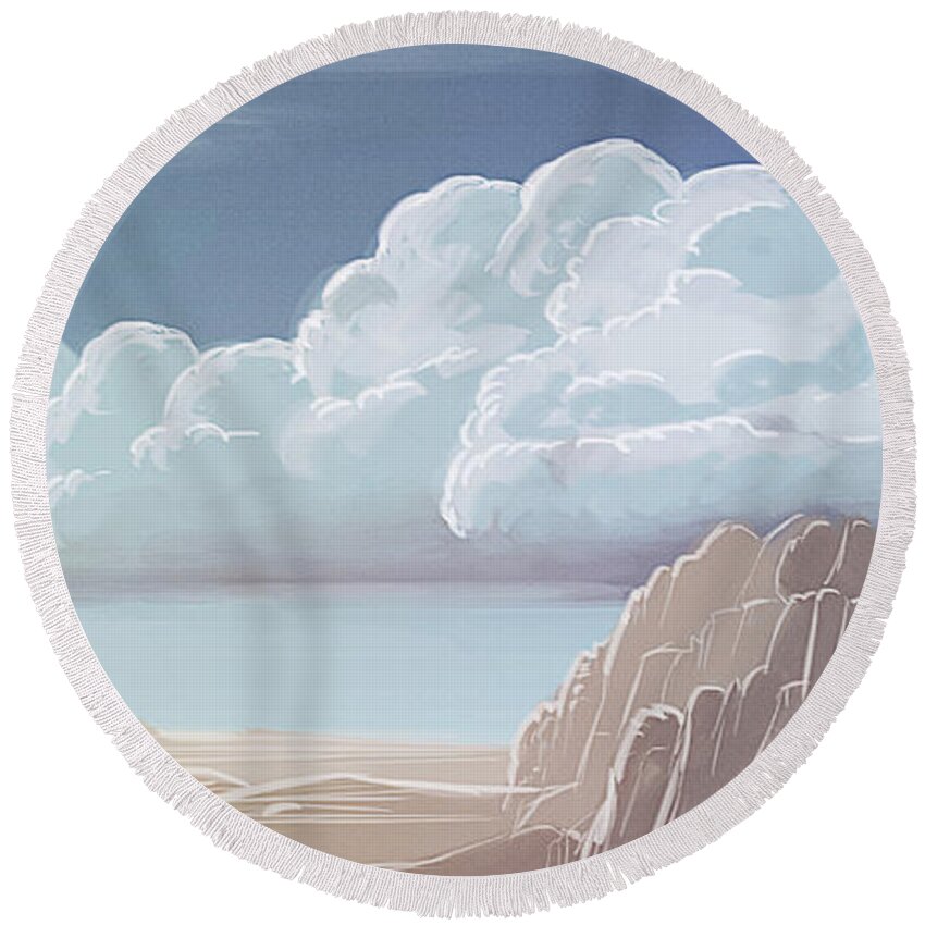 Mountains Round Beach Towel featuring the digital art Art - Desert Mountains by Matthias Zegveld