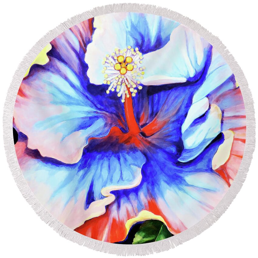 Hibiscus Round Beach Towel featuring the painting Artemis by Kyra Belan