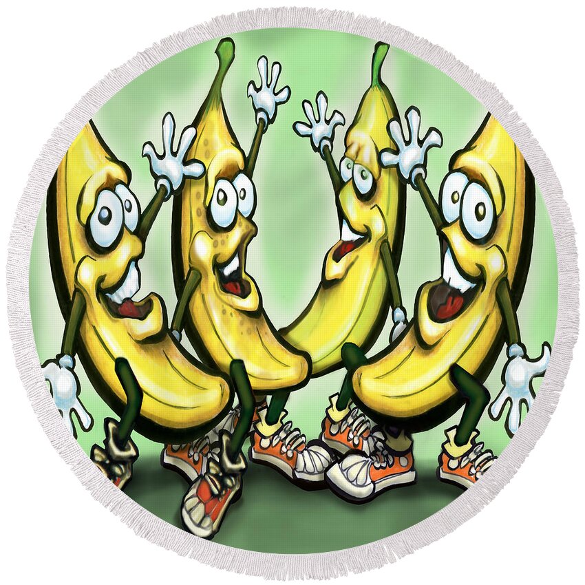 Banana Round Beach Towel featuring the painting Bananas by Kevin Middleton