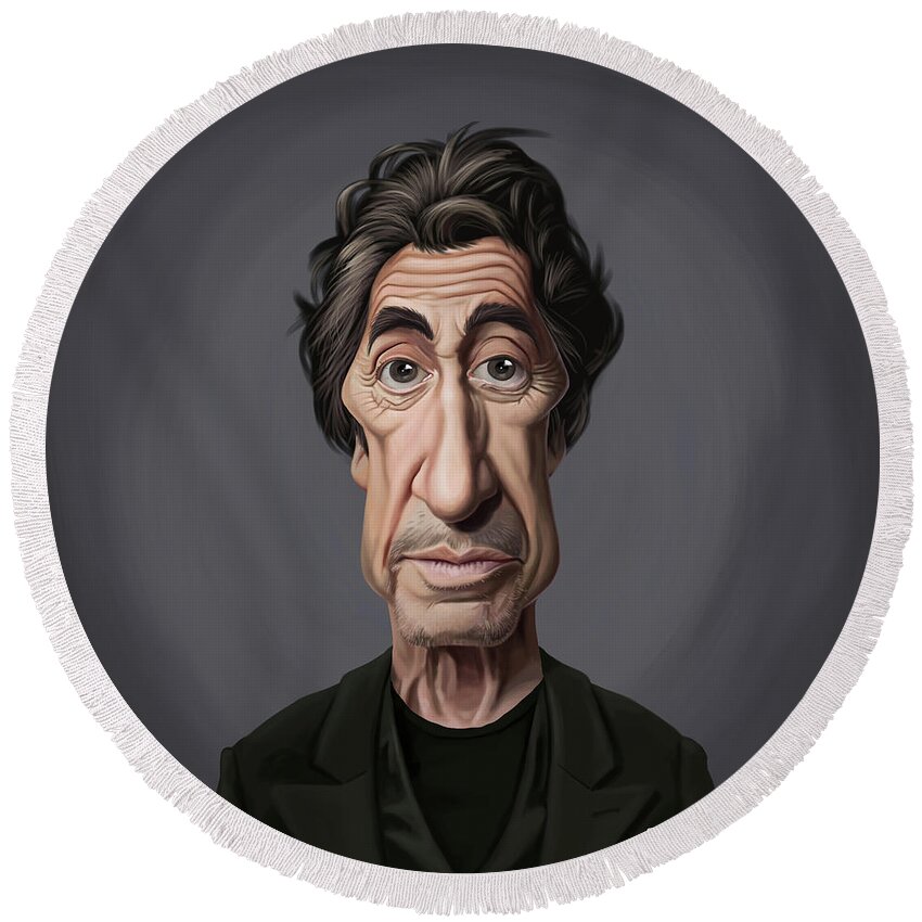 Illustration Round Beach Towel featuring the digital art Celebrity Sunday - Al Pacino by Rob Snow