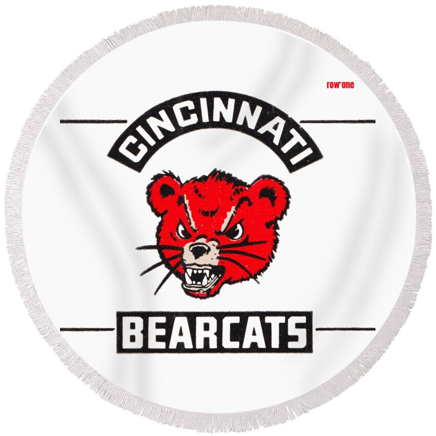  Round Beach Towel featuring the mixed media Vintage Cincinnati Bearcats by Row One Brand