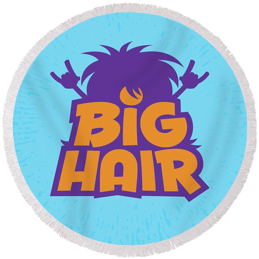 Metal Round Beach Towel featuring the digital art Big Hair Band Logo by John Schwegel