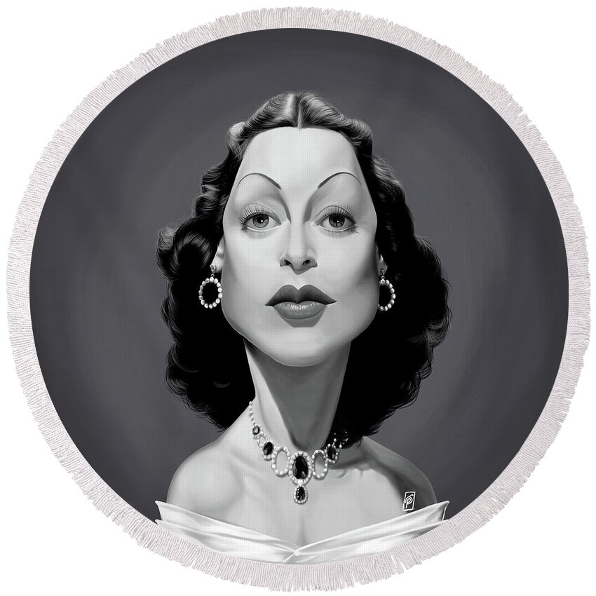 Illustration Round Beach Towel featuring the digital art Celebrity Sunday - Hedy Lamarr by Rob Snow