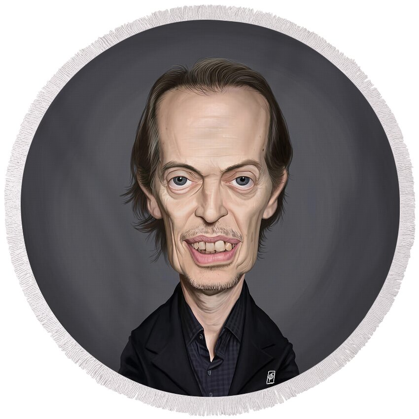 Illustration Round Beach Towel featuring the digital art Celebrity Sunday - Steve Buscemi by Rob Snow