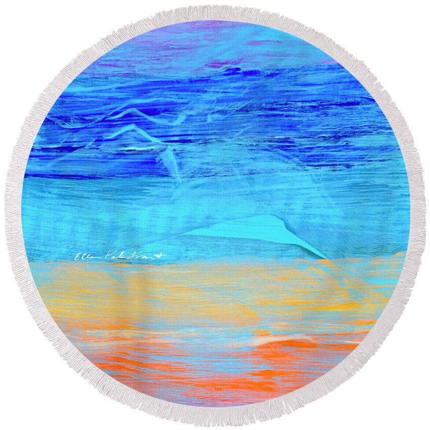 Wall Art Round Beach Towel featuring the painting A Many-Colored Sky by Ellen Palestrant