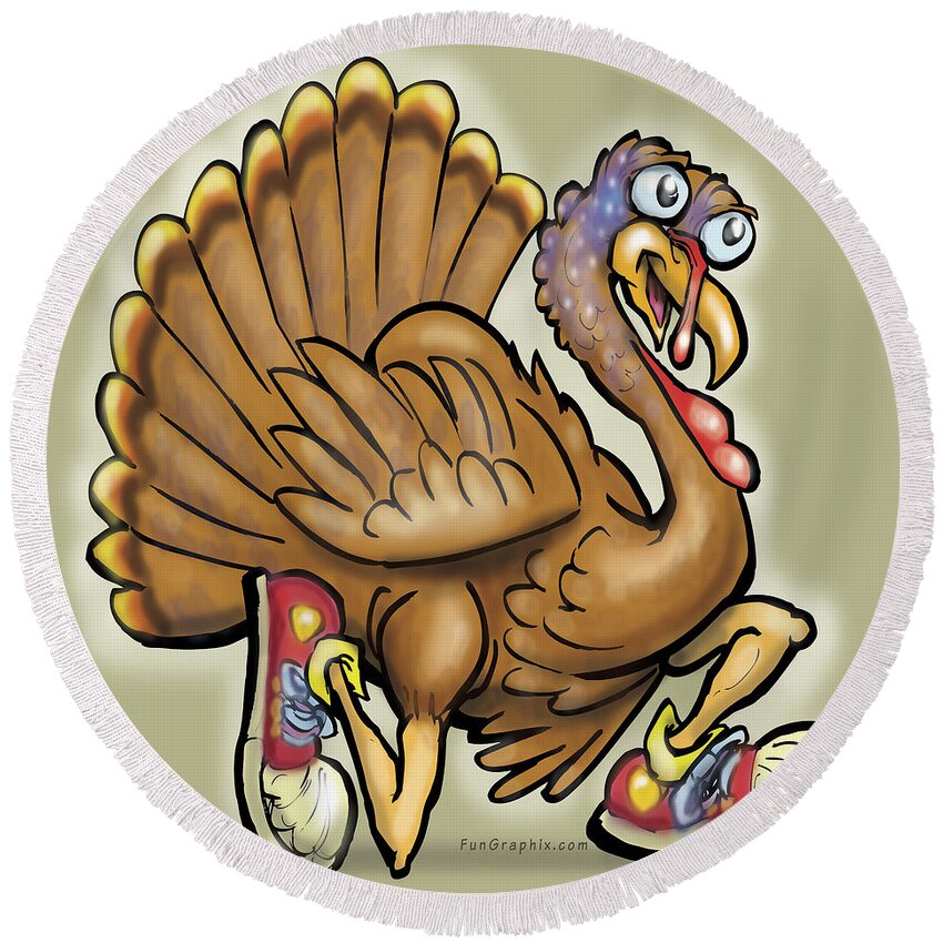 Thanksgiving Round Beach Towel featuring the digital art Turkey by Kevin Middleton