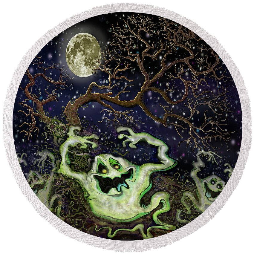 Ghost Round Beach Towel featuring the digital art Ghost Tree by Kevin Middleton