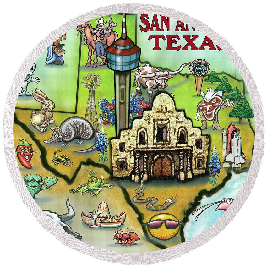 San Antonio Round Beach Towel featuring the digital art San Antonio Texas by Kevin Middleton