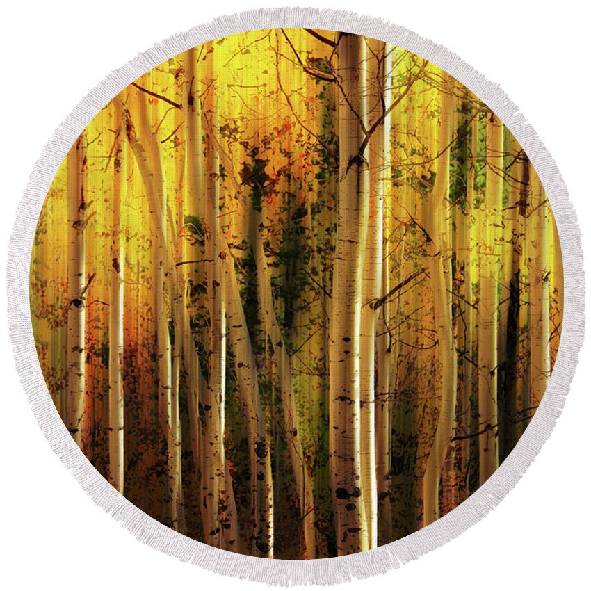 Aspen Glory Round Beach Towel featuring the photograph Aspen Glory by Dan Sproul