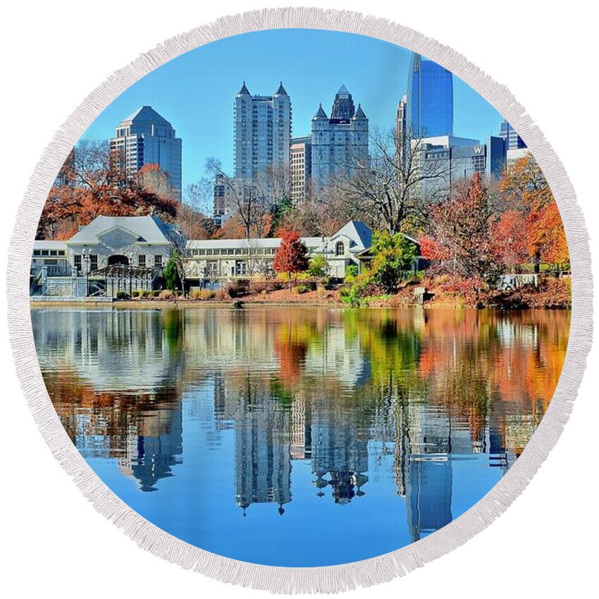 Atlanta Round Beach Towel featuring the photograph Atlanta Reflected by Frozen in Time Fine Art Photography