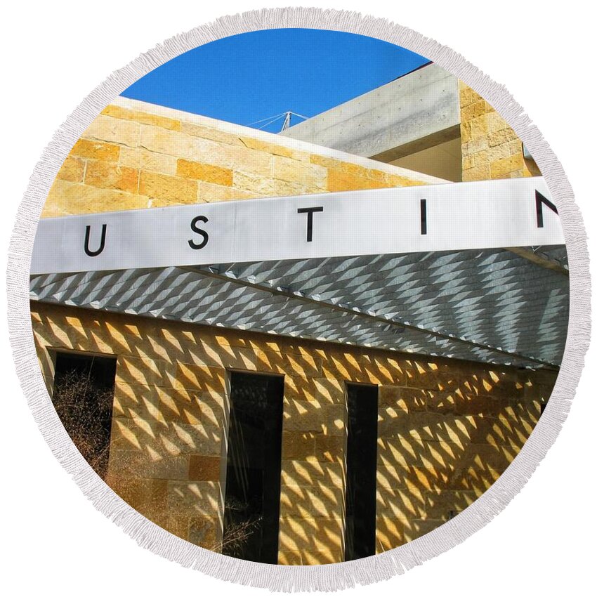 Austin Round Beach Towel featuring the photograph Austin City Hall by Gia Marie Houck