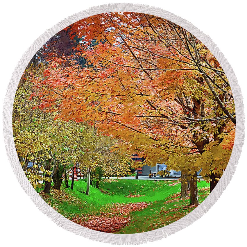 Autumn-foliage Round Beach Towel featuring the digital art Autumn Colors by Kirt Tisdale