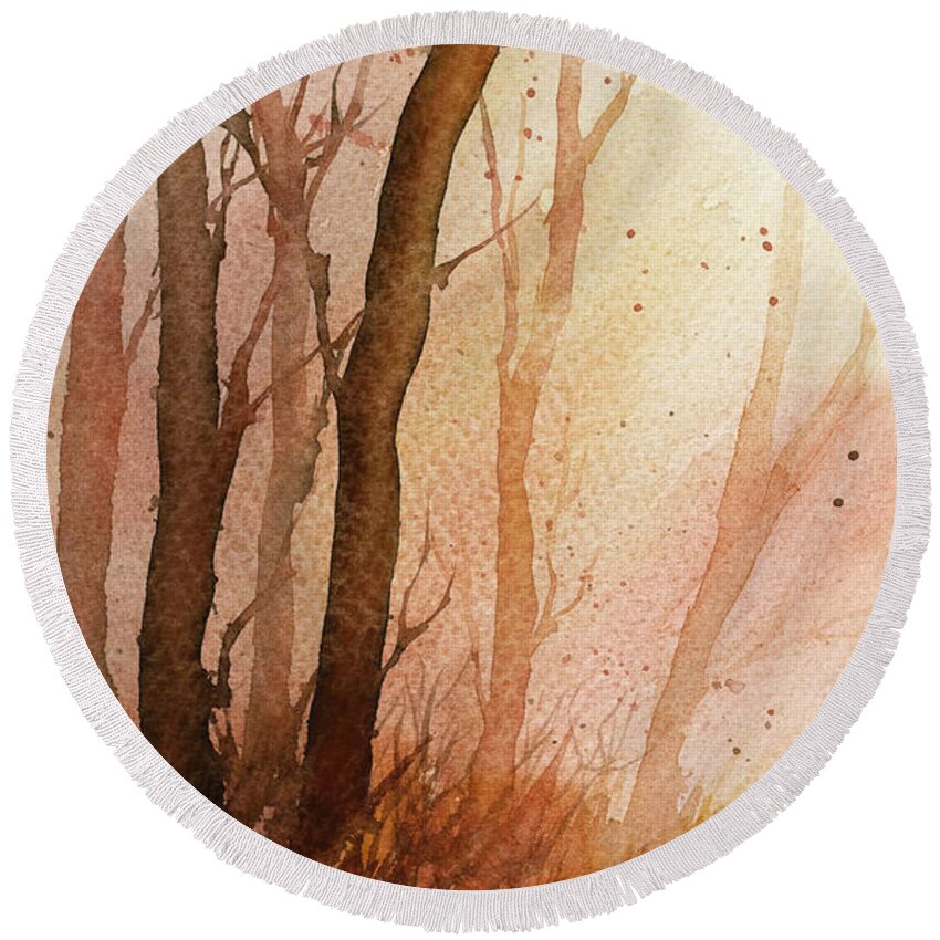 Autumn Round Beach Towel featuring the painting Autumn Glow by Rebecca Davis