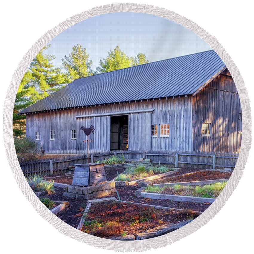 Barn Round Beach Towel featuring the photograph Autumn in the Herb Garden by Susan Rissi Tregoning