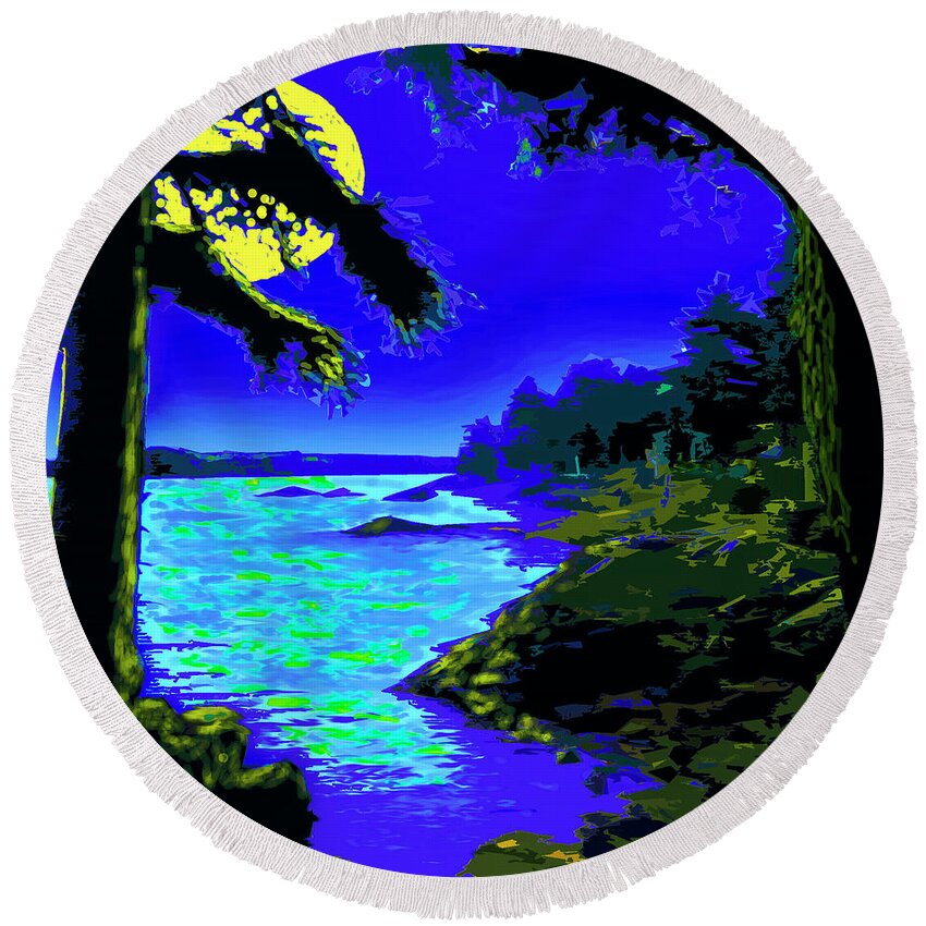 Moon Round Beach Towel featuring the painting Autumn Moonrise by CHAZ Daugherty