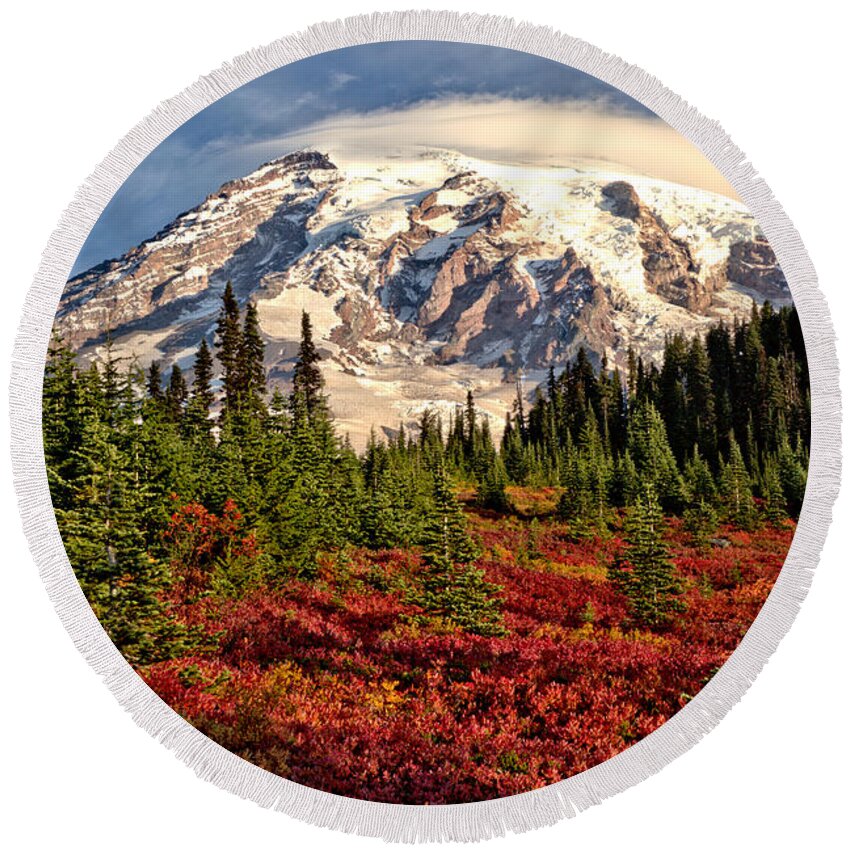 Mt Round Beach Towel featuring the photograph Autumn Rainbow Of Color At Paradise by Adam Jewell