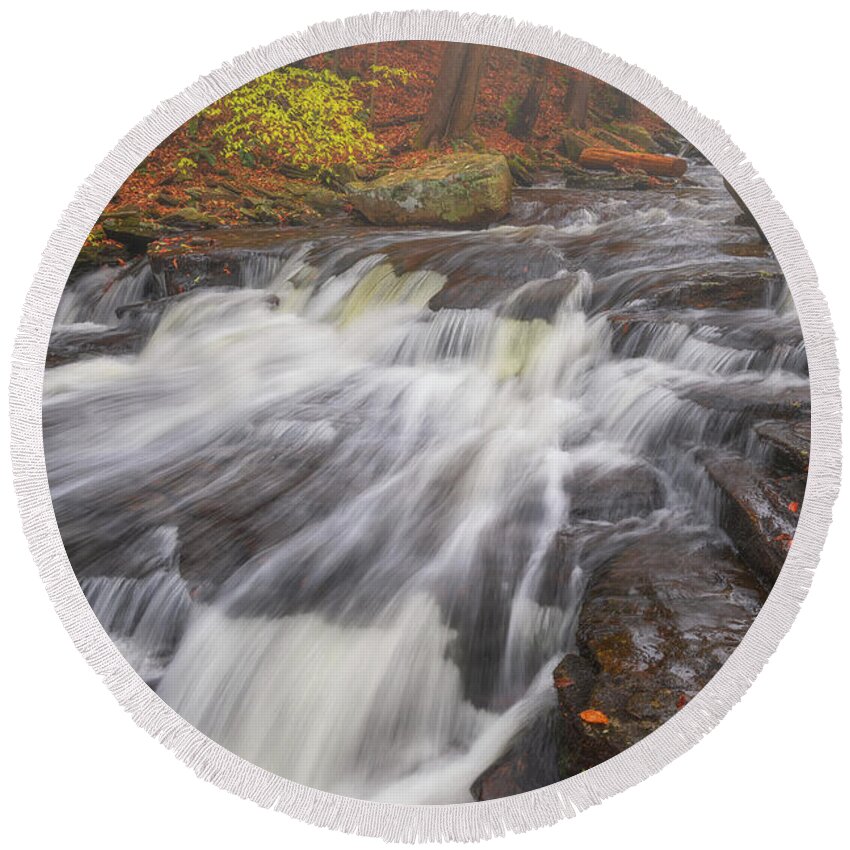 Fall Colors Round Beach Towel featuring the photograph Autumn Slide by Darren White