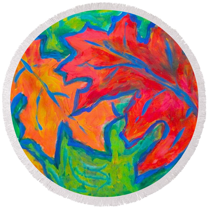 Autumn Round Beach Towel featuring the painting Autumn Twirl by Kendall Kessler