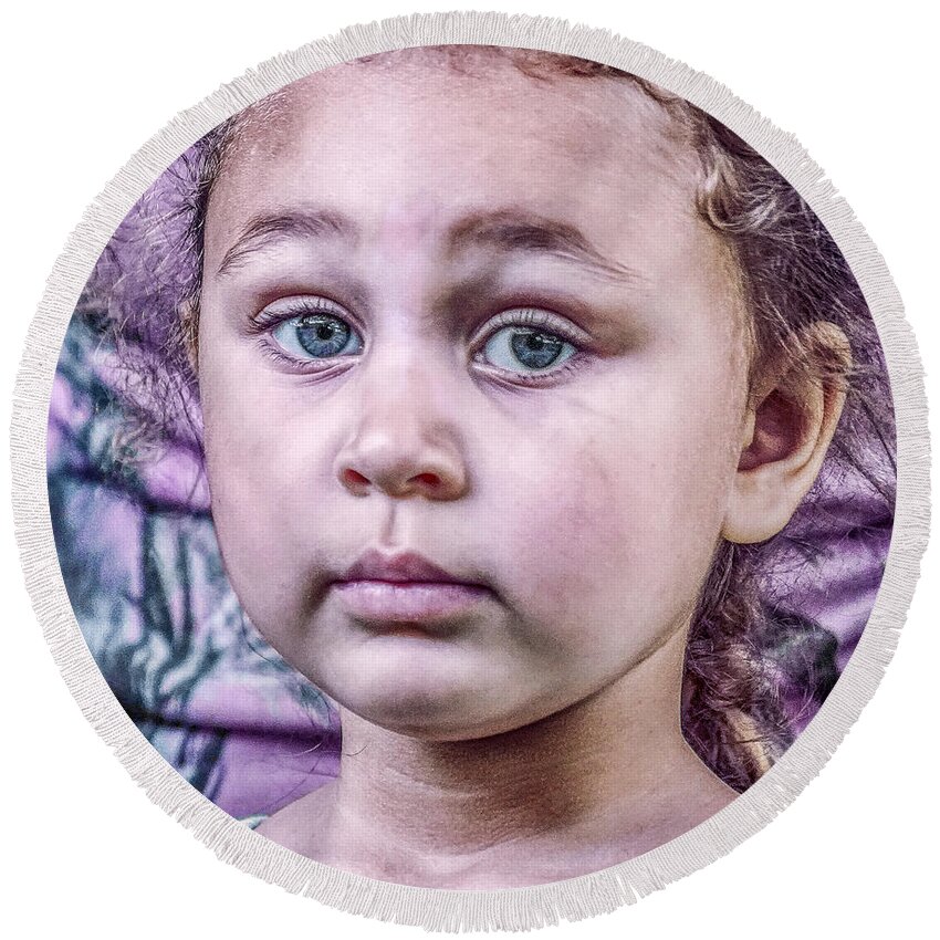 Ava Round Beach Towel featuring the photograph Ava 2019 by WAZgriffin Digital