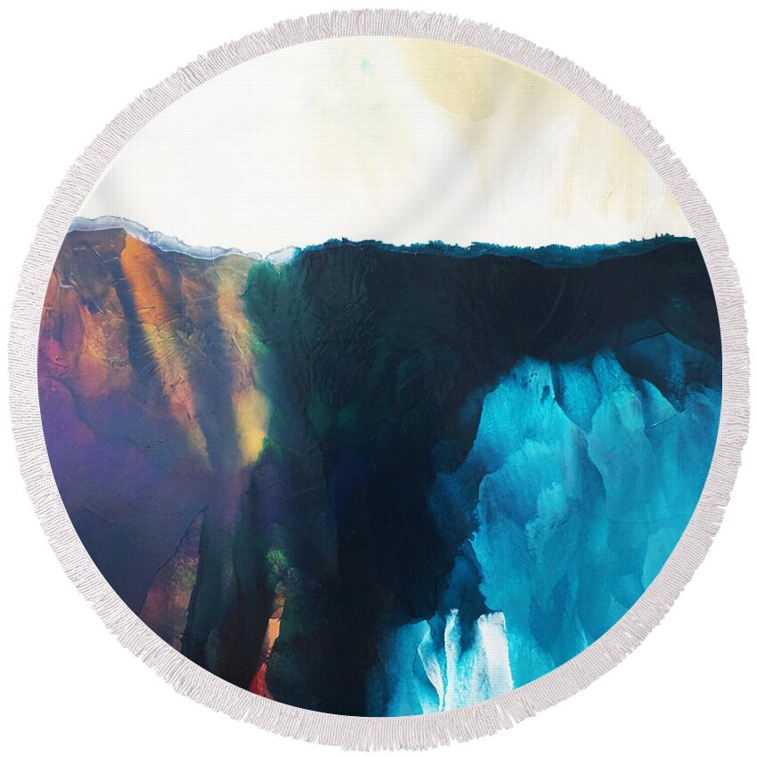  Round Beach Towel featuring the painting Awaken by Linda Bailey