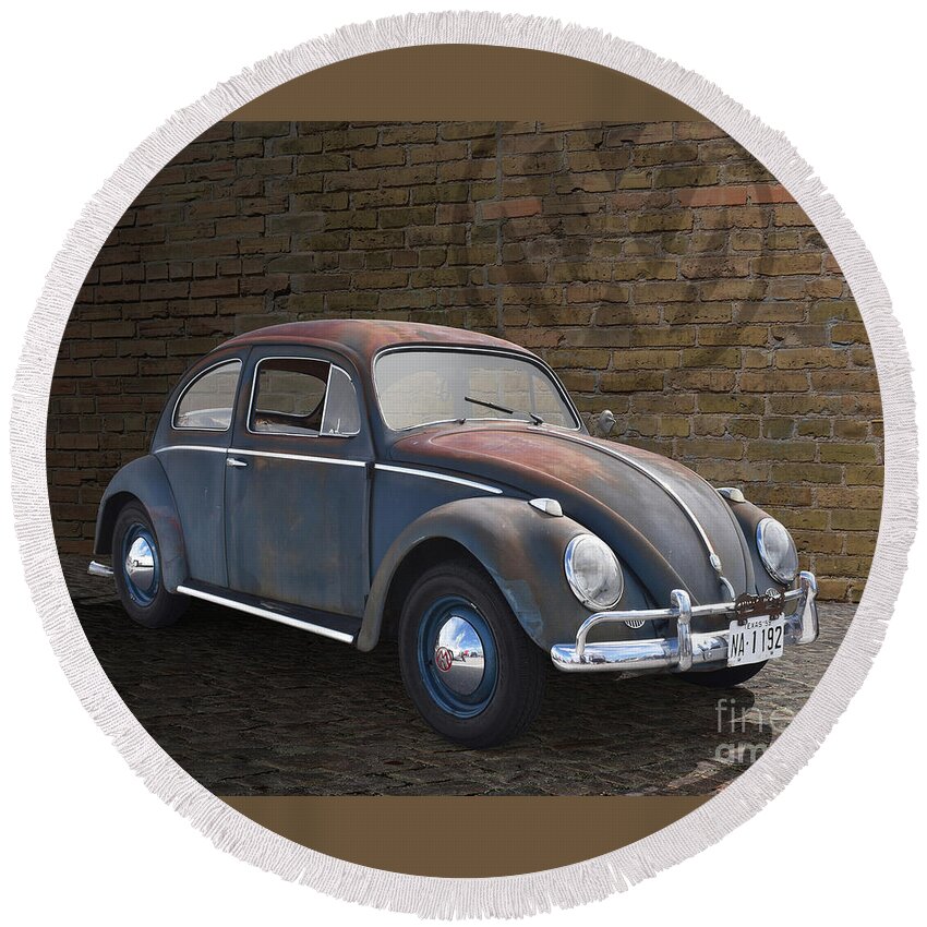 Back Alley Round Beach Towel featuring the photograph Back Alley Beetle by Ron Long