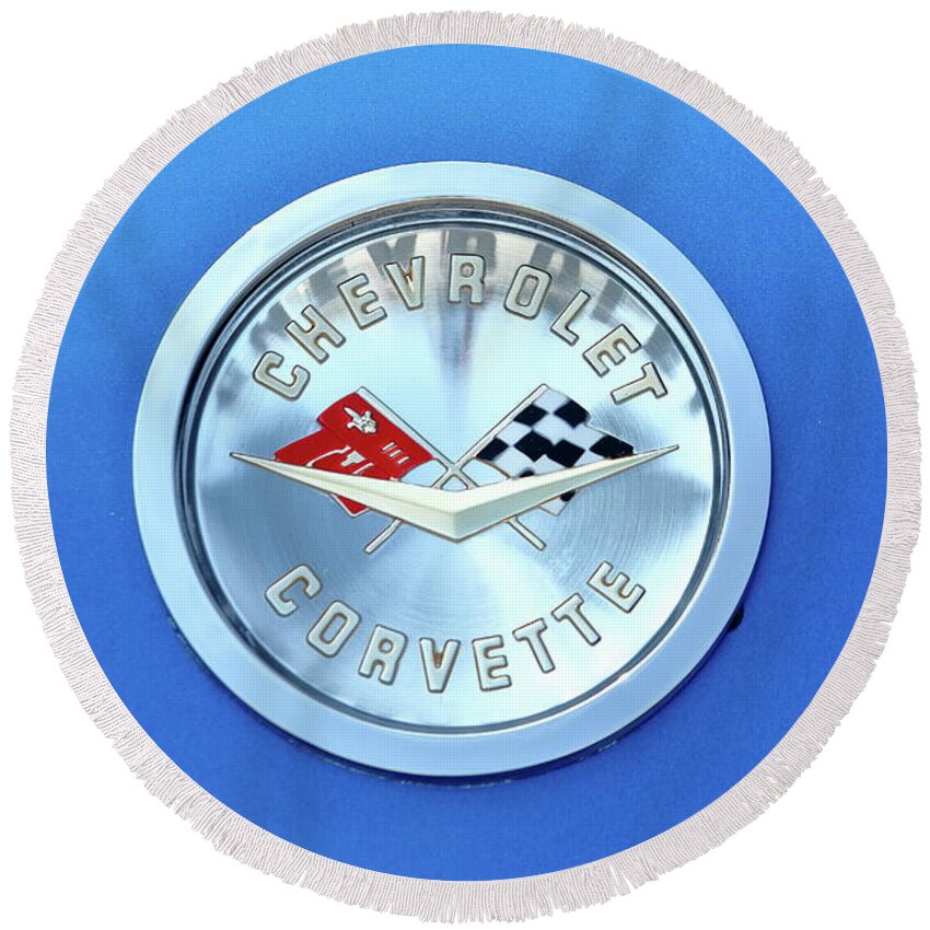 Corvette Round Beach Towel featuring the photograph Badge of Distinction by Lens Art Photography By Larry Trager