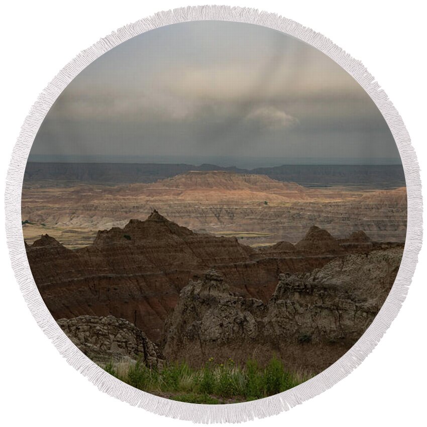  Round Beach Towel featuring the photograph Badlands 20 by Wendy Carrington