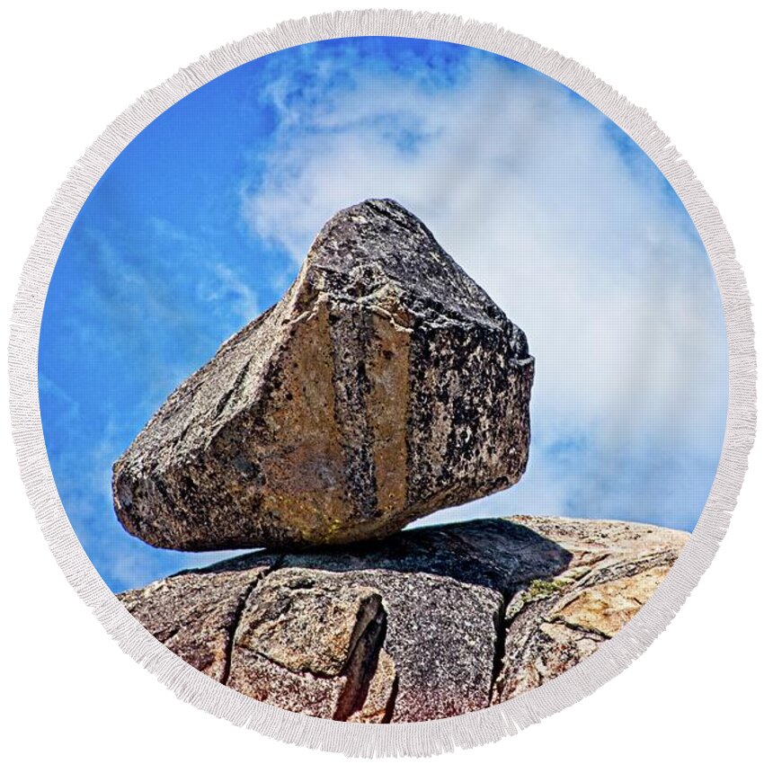 Stone Round Beach Towel featuring the photograph Balancing Act by David Desautel