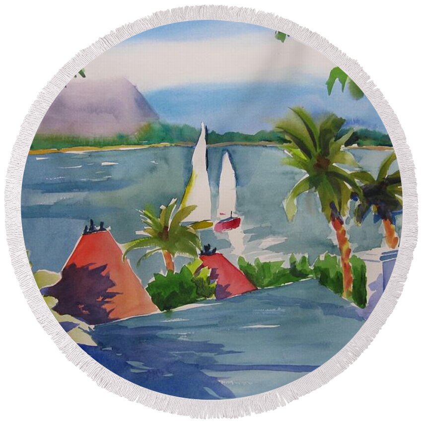 Bali Round Beach Towel featuring the painting Bali by Liana Yarckin