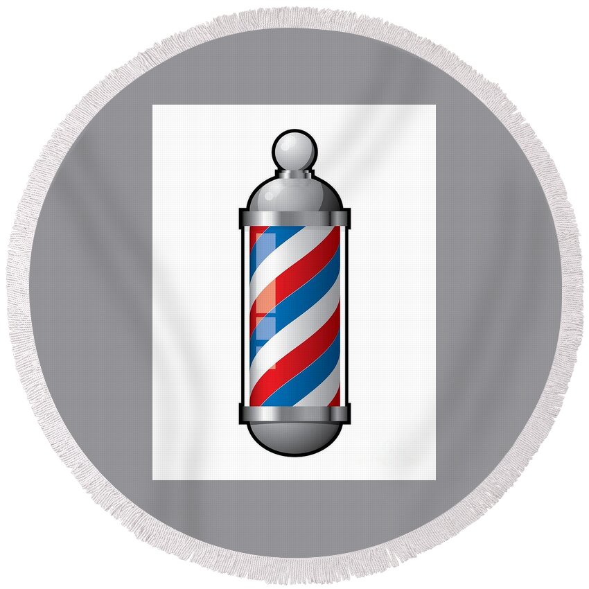 Barber Round Beach Towel featuring the photograph Barber pole by Action
