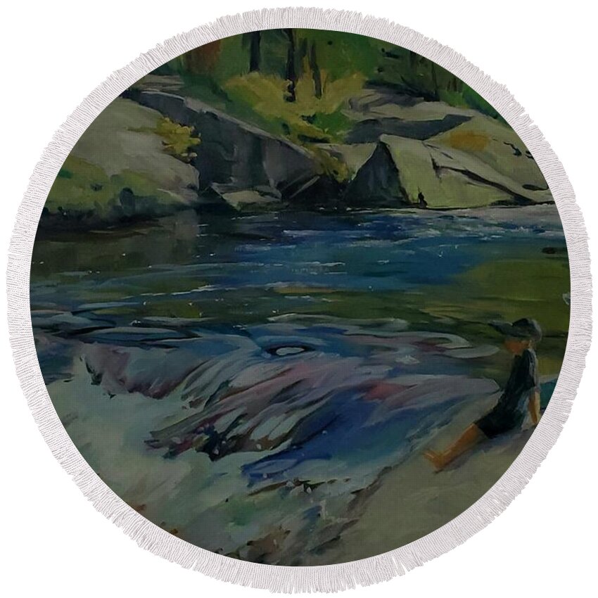 Algonquin Park Round Beach Towel featuring the painting Barron Canyon by Sheila Romard