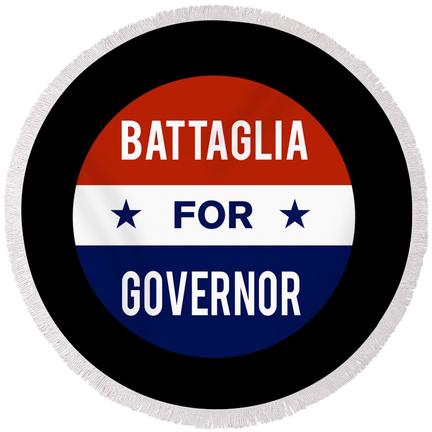 Election Round Beach Towel featuring the digital art Battaglia For Governor by Flippin Sweet Gear