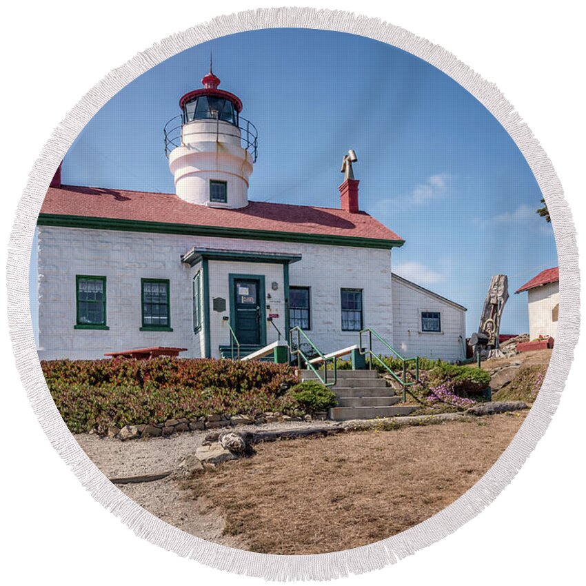 Afternoon Round Beach Towel featuring the photograph Battery Point Lighthouse 4 by Al Andersen