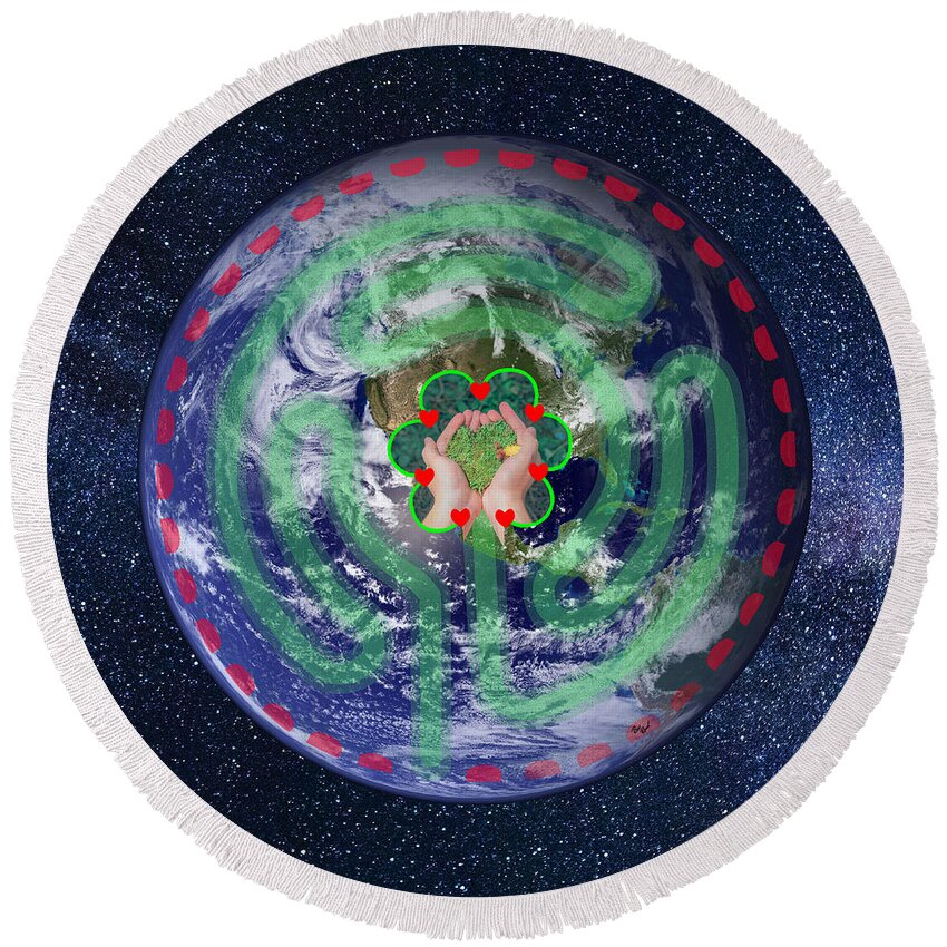 Contemplative Round Beach Towel featuring the digital art Be the Salt of the Earth - Possibilities - Eco Art - Spiritual Art by Bill Ressl