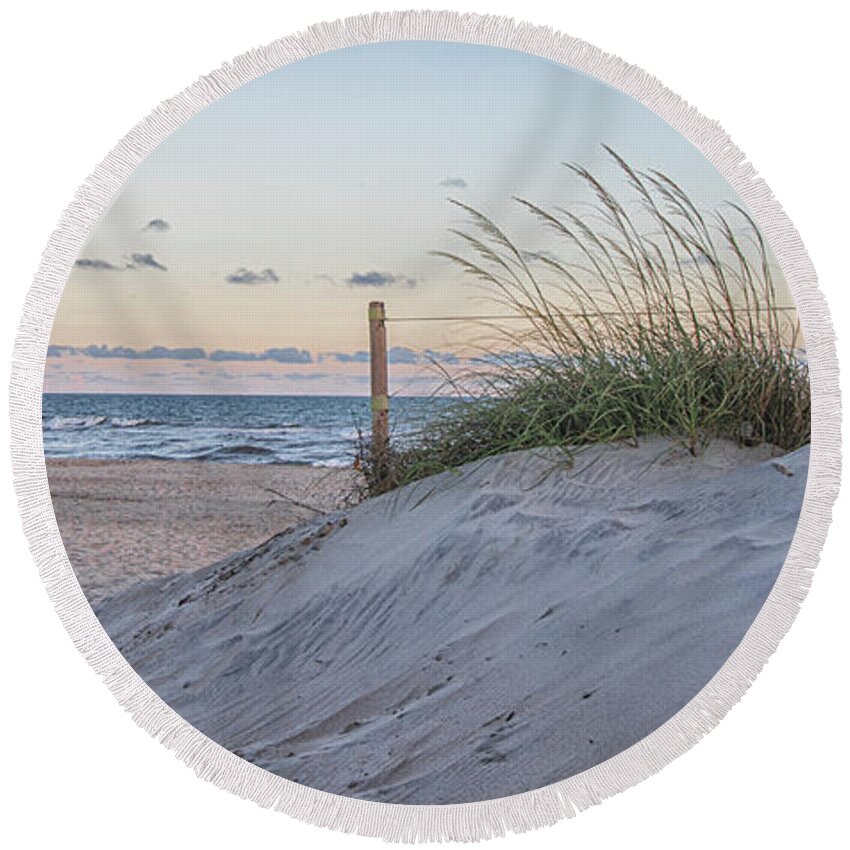 Beach Round Beach Towel featuring the photograph Beach Access at Atlantic Beach North Carolina by Bob Decker