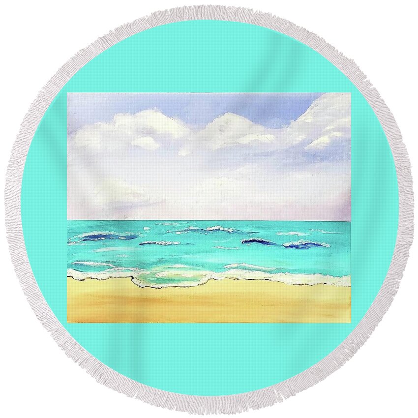  Round Beach Towel featuring the painting Beach by Amy Kuenzie