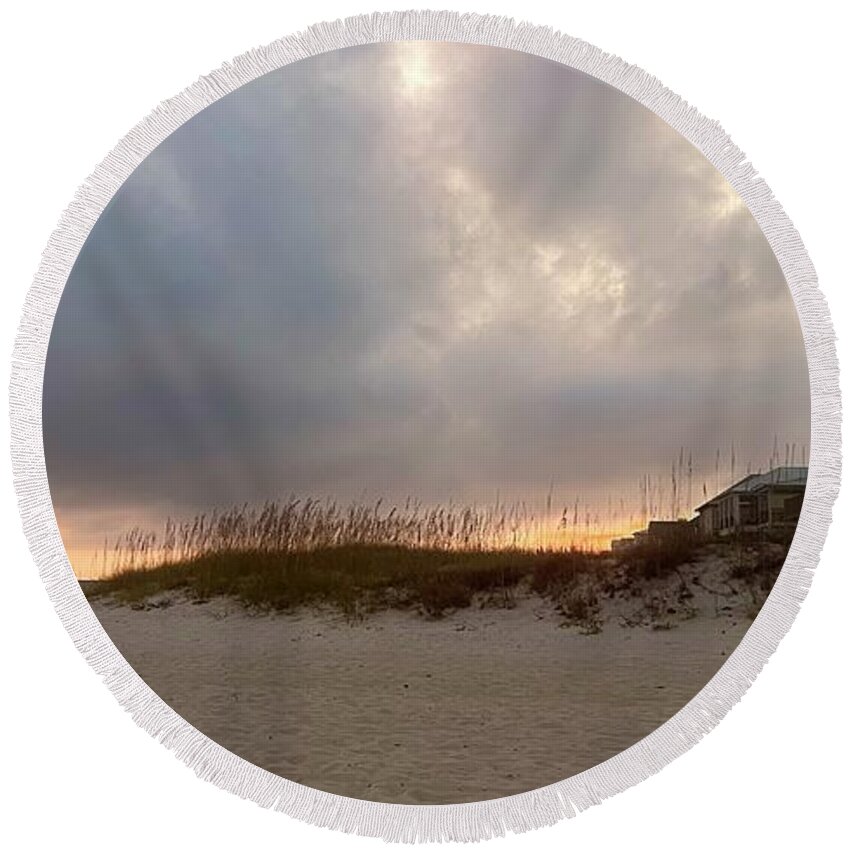 Costal Alabama Round Beach Towel featuring the photograph Beach living by Carol Oufnac Mahan