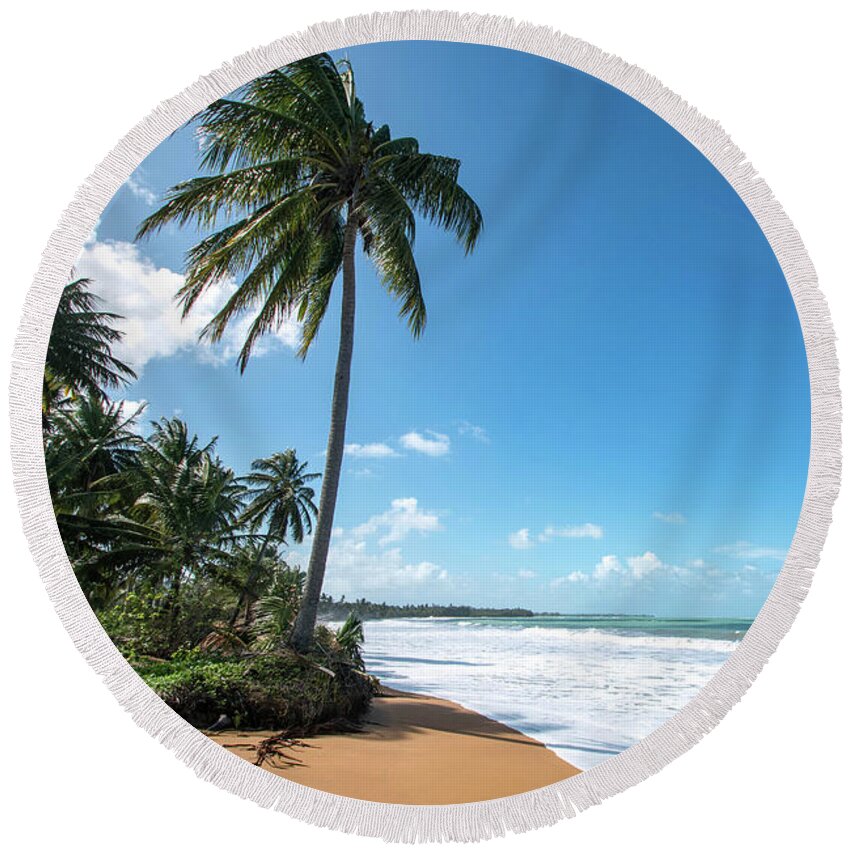 Piñones Round Beach Towel featuring the photograph Beach Paradise, Pinones, Puerto Rico by Beachtown Views