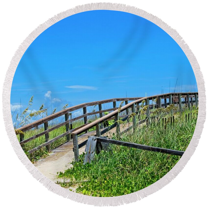 Beach Round Beach Towel featuring the photograph Beach Pathway by Carolyn Marshall