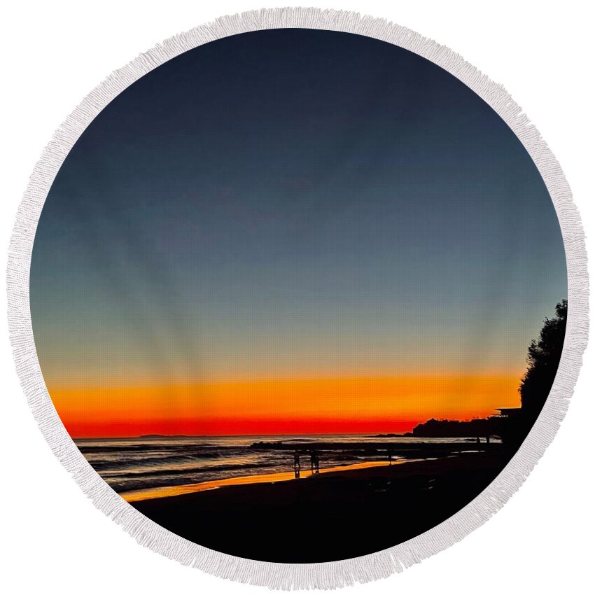 Beach Round Beach Towel featuring the photograph Beach Sunset and the Stars by John Anderson