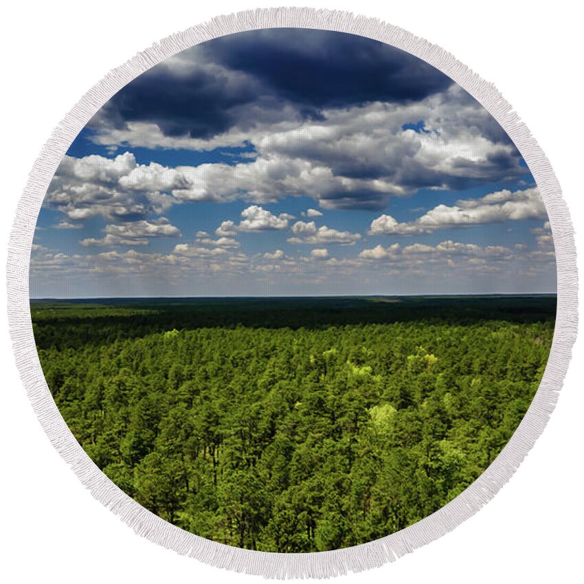 Franklin Parker Preserve Round Beach Towel featuring the photograph Beautiful Pine Barrens Landscape by Louis Dallara