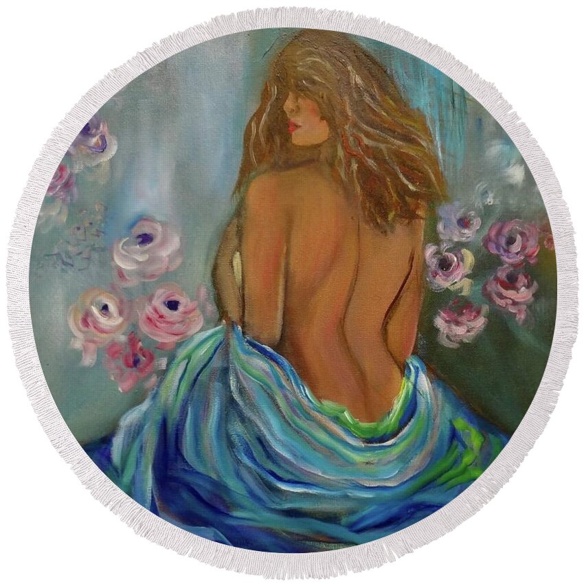 Beauty Round Beach Towel featuring the painting Beauty Jenny Lee Discount by Jenny Lee