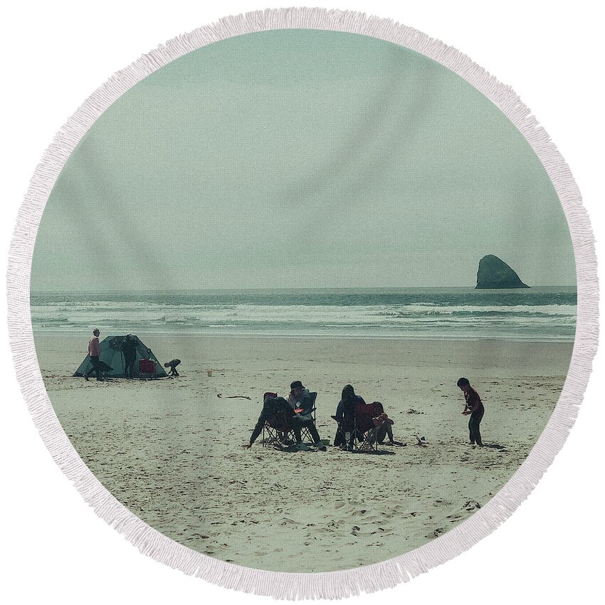Beach Round Beach Towel featuring the digital art Before The Fall by Chriss Pagani