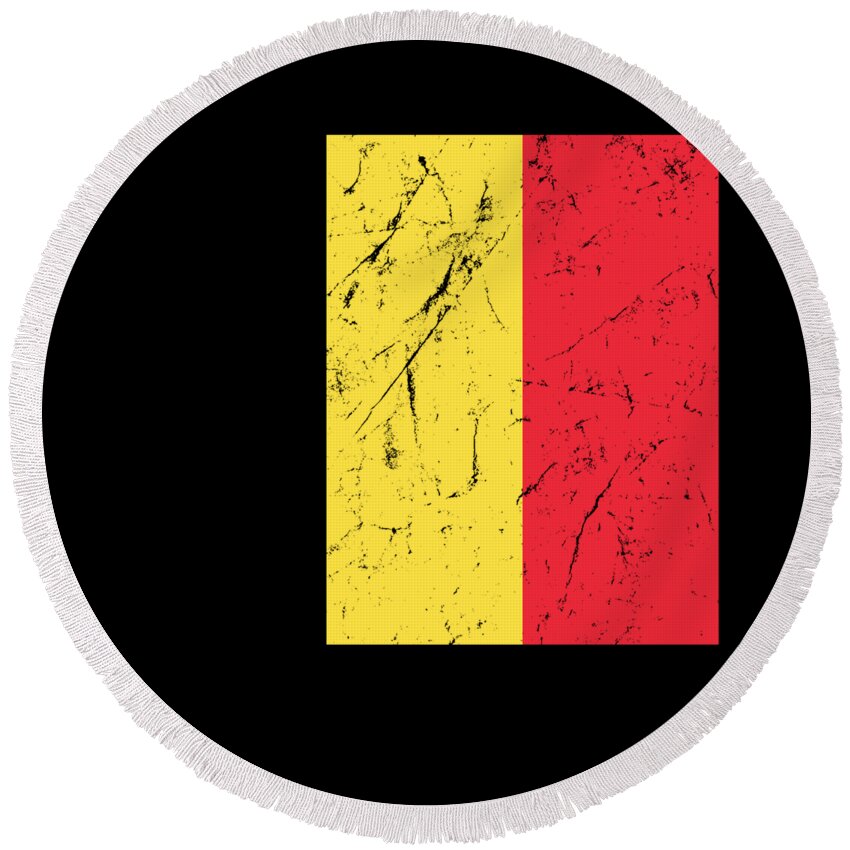 Funny Round Beach Towel featuring the digital art Belgium Flag by Flippin Sweet Gear